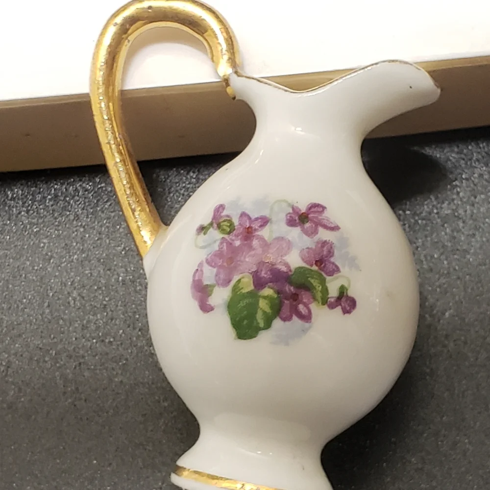 2 Vintage Mini Hand Painted Flower Creamer Vases, Made in Japan & Bone China